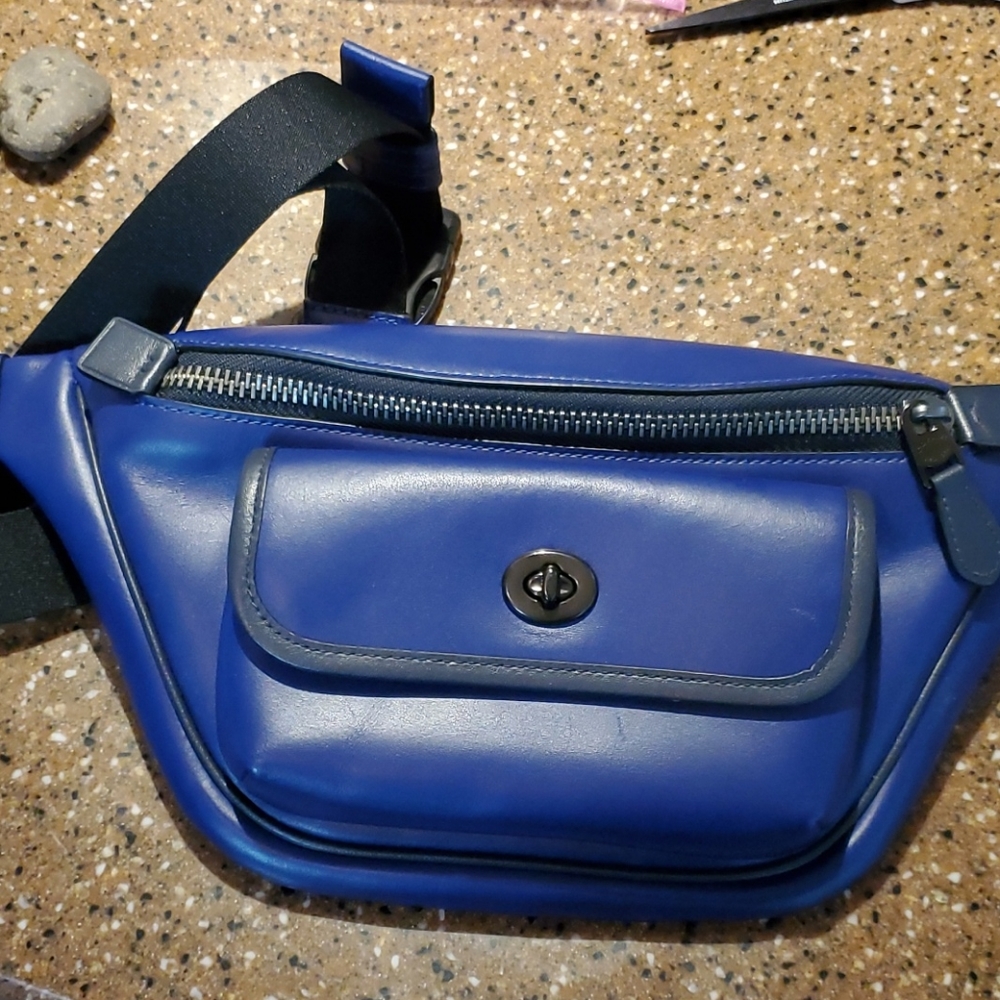 Coach belt bag, blue leather